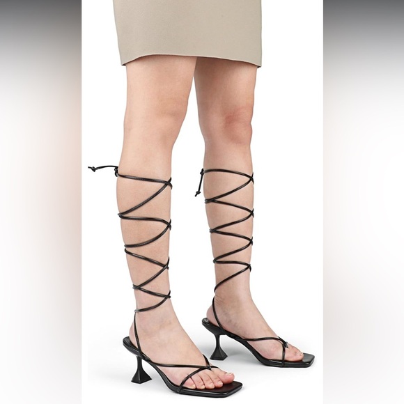 (H5) Zzheels Women's Square Toe Chunky HeelLace-Up Strappy Sandals, size 10.5 - Picture 12 of 13